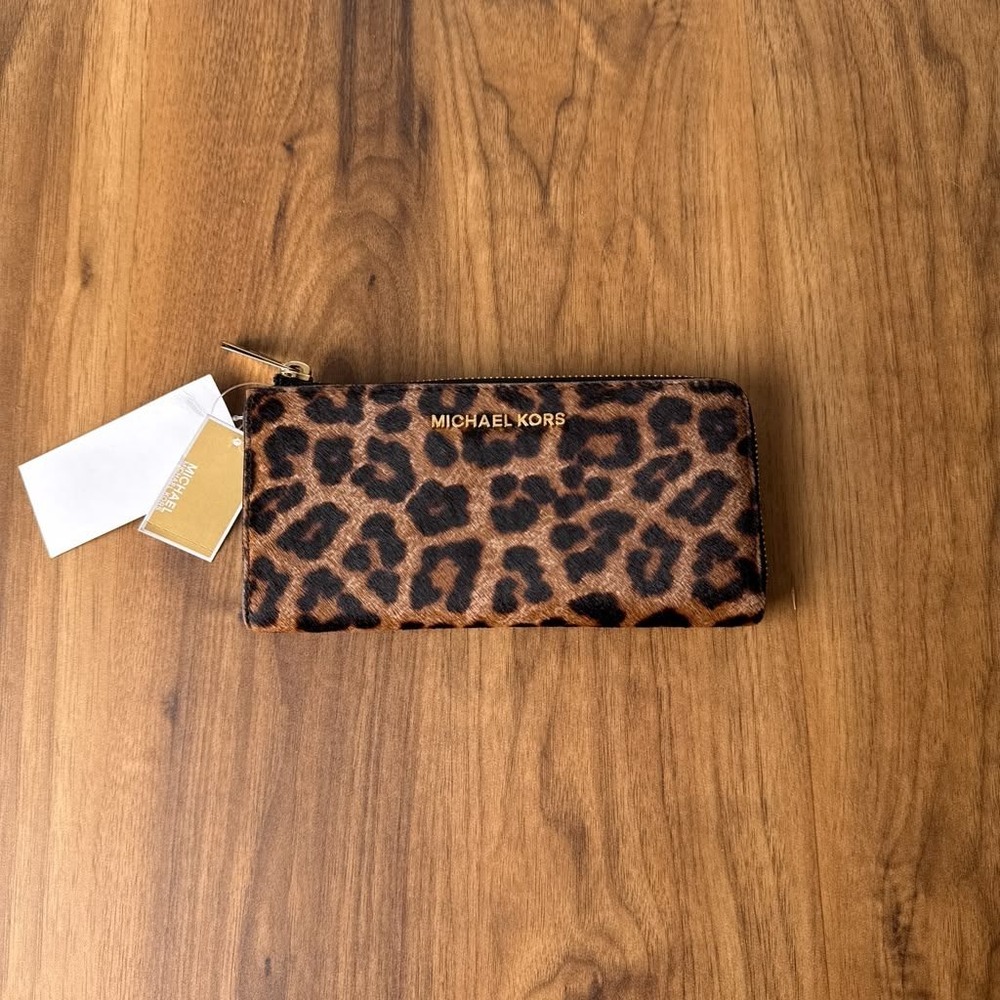 Michael Kors Large Leopard Print Calf Hair Continental Wallet Limited Edition
